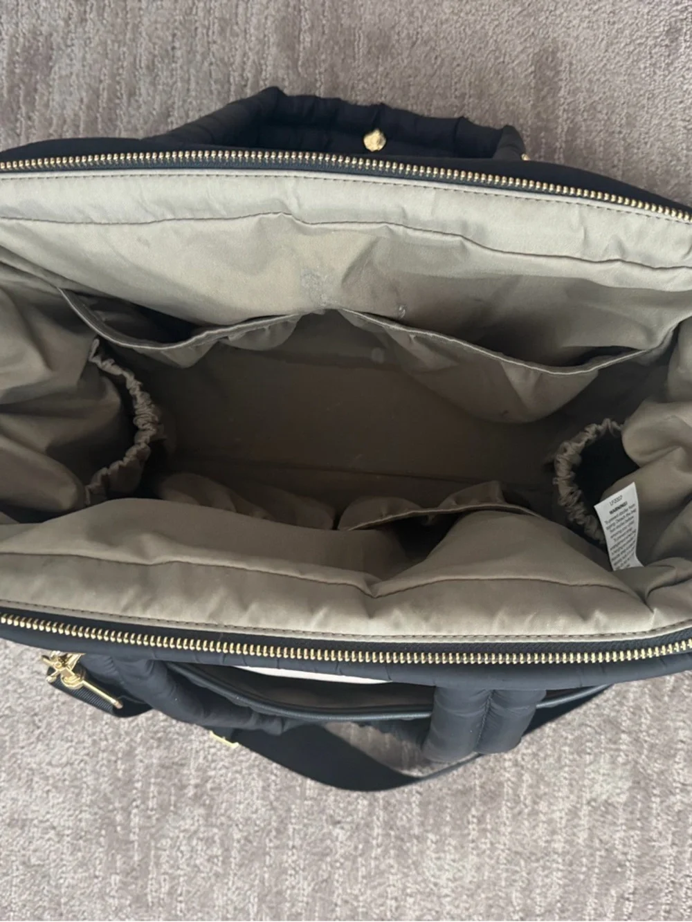 Quilted Black Baby Bag Tote with Detachable Shoulder Strap